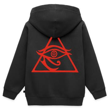 La pyramide rouge du dieu Horus - Sweat Premium à capuche zippé enfant bio - noir - Dos - AI Model Kid Male (0cm)