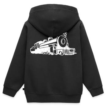 Dampflokomotive Skizze - Kinder Premium Organic Zip Hoodie - Schwarz - Hinten - AI Model Kid Male (0cm)