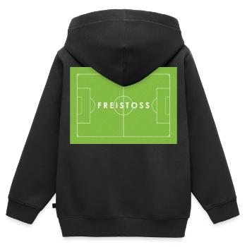 FREISTOSS - Fußball Statement - Kinder Premium Organic Zip Hoodie - Schwarz - Hinten - AI Model Kid Male (0cm)