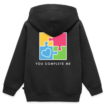 Du vervollständigst mich wahre Liebe Valentinstag - Kinder Premium Organic Zip Hoodie - Schwarz - Hinten - AI Model Kid Male (0cm)