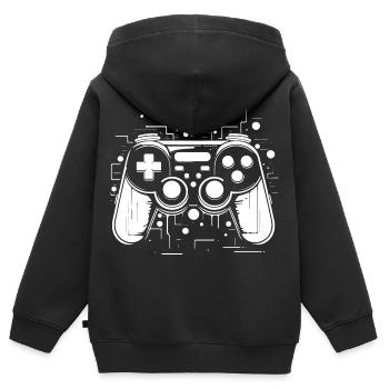 Game Controller - Kinder Premium Organic Zip Hoodie - Schwarz - Hinten - AI Model Kid Male (0cm)