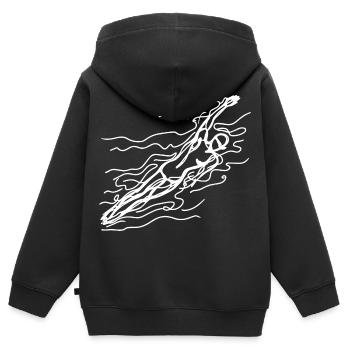 Croquis de nageur de compétition - Sweat Premium à capuche zippé enfant bio - noir - Dos - AI Model Kid Male (0cm)