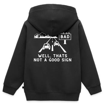 Mauvais - Ce n’est pas bon signe - Sarcastique - Sweat Premium à capuche zippé enfant bio - noir - Dos - AI Model Kid Male (0cm)