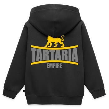 Empire de Tartarie | Couleurs modifiables - Sweat Premium à capuche zippé enfant bio - noir - Dos - AI Model Kid Male (0cm)