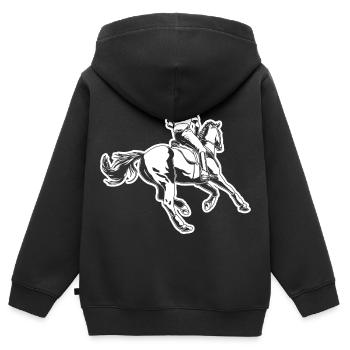 Cavalier - Sweat Premium à capuche zippé enfant bio - noir - Dos - AI Model Kid Male (0cm)