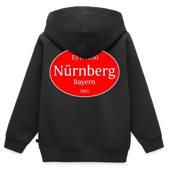 Nuremberg, Allemagne - Sweat Premium à capuche zippé enfant bio - noir - Dos - AI Model Kid Male (0cm)