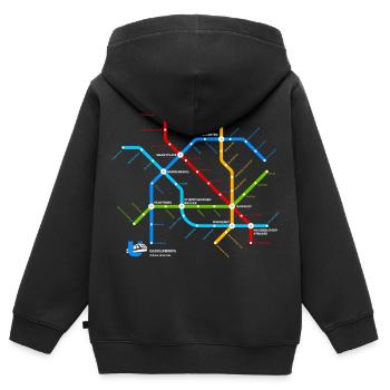 Quedlinburg (U-Bahn-Liniennetz-Edition) - Kinder Premium Organic Zip Hoodie - Schwarz - Hinten - AI Model Kid Male (0cm)