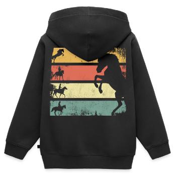 Reitsport - Kinder Premium Organic Zip Hoodie - Schwarz - Hinten - AI Model Kid Male (0cm)