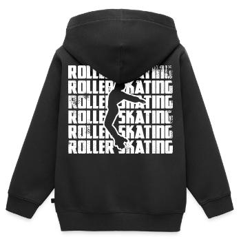 Patinage artistique à roulettes - Sweat Premium à capuche zippé enfant bio - noir - Dos - AI Model Kid Male (0cm)