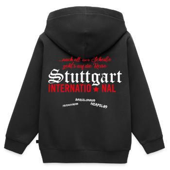 Fußball Stuttgart International - Kinder Premium Organic Zip Hoodie - Schwarz - Hinten - AI Model Kid Male (0cm)