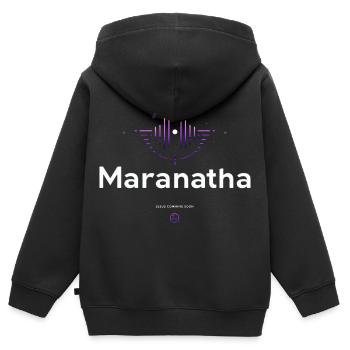 Vague de culte maranatha - Sweat Premium à capuche zippé enfant bio - noir - Dos - AI Model Kid Male (0cm)