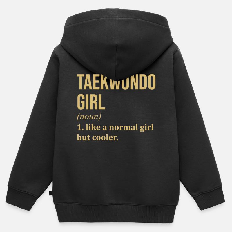 Taekwondo - Sweat Premium à capuche zippé enfant bio - noir