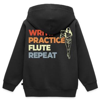 Écrire Répétition de la flûte d’entraînement - Sweat Premium à capuche zippé enfant bio - noir - Dos - AI Model Kid Male (0cm)