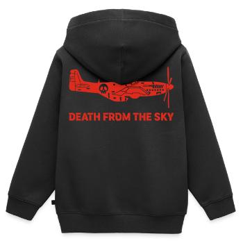Avion de combat vintage (rouge) - Sweat Premium à capuche zippé enfant bio - noir - Dos - AI Model Kid Male (0cm)