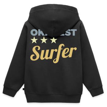 Surfeur moyen - Sweat Premium à capuche zippé enfant bio - noir - Dos - AI Model Kid Male (0cm)