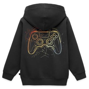 Manette de jeu Sketch Retro - Sweat Premium à capuche zippé enfant bio - noir - Dos - AI Model Kid Male (0cm)