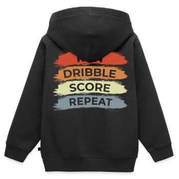Courir Dribble Score Répéter - Sweat Premium à capuche zippé enfant bio - noir - Dos - AI Model Kid Male (0cm)