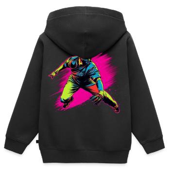Baseballspieler Steamwave - Kinder Premium Organic Zip Hoodie - Schwarz - Hinten - AI Model Kid Male (0cm)
