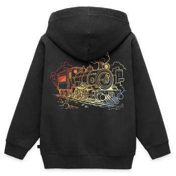 90er Lokomotive Skizze - Kinder Premium Organic Zip Hoodie - Schwarz - Hinten - AI Model Kid Male (0cm)