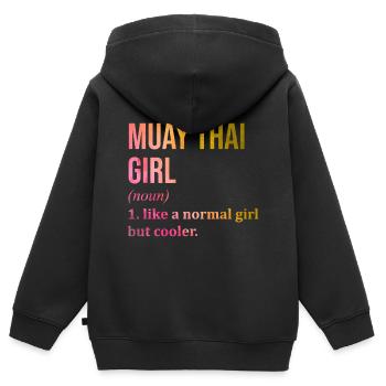 Muay Thai Muay Thai Muay Thai - Sweat Premium à capuche zippé enfant bio - noir - Dos - AI Model Kid Male (0cm)