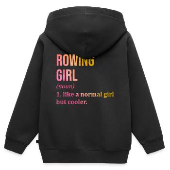 Rudern, Rudern, Rudern - Kinder Premium Organic Zip Hoodie - Schwarz - Hinten - AI Model Kid Male (0cm)