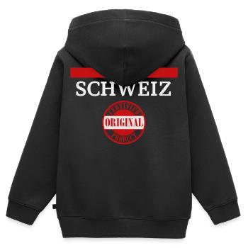 Flagge der Schweiz, Schweizer Stolz - Kinder Premium Organic Zip Hoodie - Schwarz - Hinten - AI Model Kid Male (0cm)