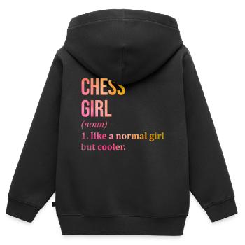 Échecs Échecs Échecs - Sweat Premium à capuche zippé enfant bio - noir - Dos - AI Model Kid Male (0cm)