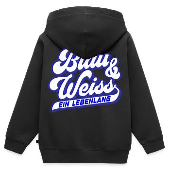 Blau & Weiss ein Lebenlang | Farben änderbar - Kinder Premium Organic Zip Hoodie - Schwarz - Hinten - AI Model Kid Male (0cm)