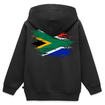 Südafrika Flagge used - Kinder Premium Organic Zip Hoodie - Schwarz - Hinten - AI Model Kid Male (0cm)