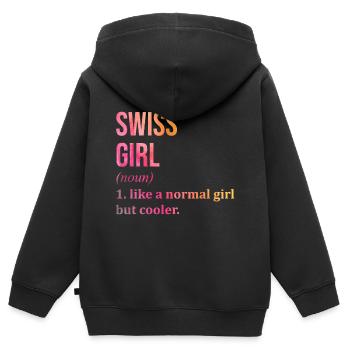Suisse Suisse Suisse - Sweat Premium à capuche zippé enfant bio - noir - Dos - AI Model Kid Male (0cm)