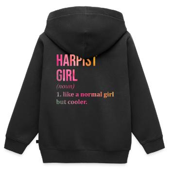 Harpe, harpe, harpe - Sweat Premium à capuche zippé enfant bio - noir - Dos - AI Model Kid Male (0cm)
