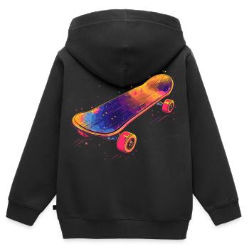 Skateboard Illustration - Kinder Premium Organic Zip Hoodie - Schwarz - Hinten - AI Model Kid Male (0cm)