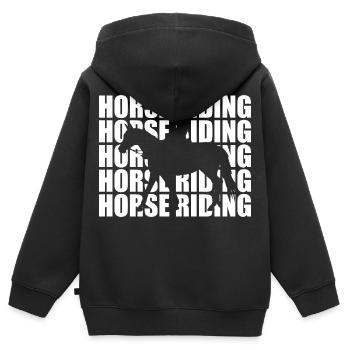 Équitation - Sweat Premium à capuche zippé enfant bio - noir - Dos - AI Model Kid Male (0cm)