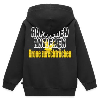 aufstehen anziehen Krone zurechtrücken - Kinder Premium Organic Zip Hoodie - Schwarz - Hinten - AI Model Kid Male (0cm)