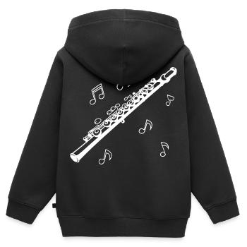 Flöte - Kinder Premium Organic Zip Hoodie - Schwarz - Hinten - AI Model Kid Male (0cm)
