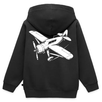 Propellerflugzeug Zeichnung - Kinder Premium Organic Zip Hoodie - Schwarz - Hinten - AI Model Kid Male (0cm)