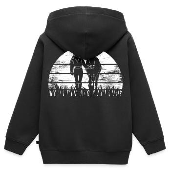 Fille de cheval - Sweat Premium à capuche zippé enfant bio - noir - Dos - AI Model Kid Male (0cm)