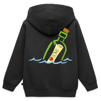 Eine Flasche im Meer - Kinder Premium Organic Zip Hoodie - Schwarz - Hinten - AI Model Kid Male (0cm)