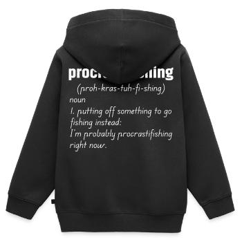 Définition de la procrastifishing - Sweat Premium à capuche zippé enfant bio - noir - Dos - AI Model Kid Male (0cm)