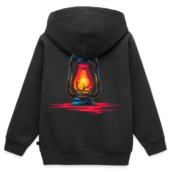 Lanterne Steamwave - Sweat Premium à capuche zippé enfant bio - noir - Dos - AI Model Kid Male (0cm)