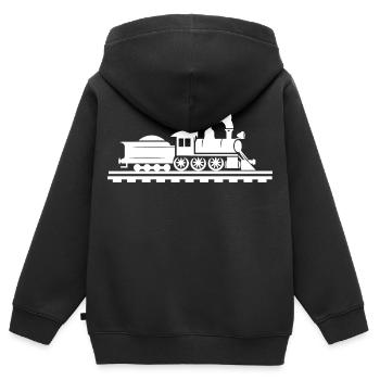 Railway Drawing - Kids Premium Organic Zip-up Hoodie - black - Back - AI Model Kid Male (0cm)