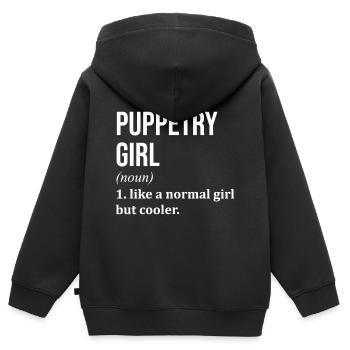marionnettes - Sweat Premium à capuche zippé enfant bio - noir - Dos - AI Model Kid Male (0cm)