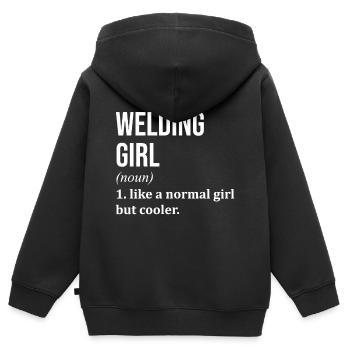 Schweißen Schweißen Schweißen - Kinder Premium Organic Zip Hoodie - Schwarz - Hinten - AI Model Kid Male (0cm)