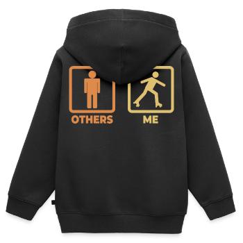 Rollschuhläufer Strichmännchen - Kinder Premium Organic Zip Hoodie - Schwarz - Hinten - AI Model Kid Male (0cm)