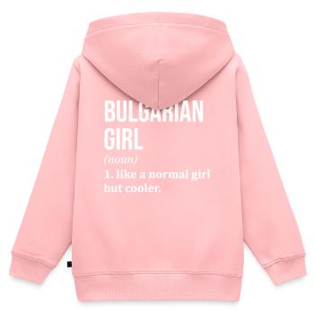 Bulgarie - Sweat Premium à capuche zippé enfant bio - rose - Dos - AI Model Kid Female (0cm)
