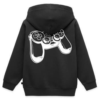 Game Controller Skizze - Kinder Premium Organic Zip Hoodie - Schwarz - Hinten - AI Model Kid Male (0cm)