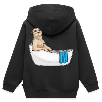 Baignoire Meerkat - Sweat Premium à capuche zippé enfant bio - noir - Dos - AI Model Kid Male (0cm)