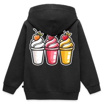 Eiscreme Becher - Kinder Premium Organic Zip Hoodie - Schwarz - Hinten - AI Model Kid Male (0cm)