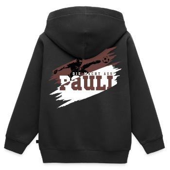 Fans de football Pauli La puissance du nord - Sweat Premium à capuche zippé enfant bio - noir - Dos - AI Model Kid Male (0cm)