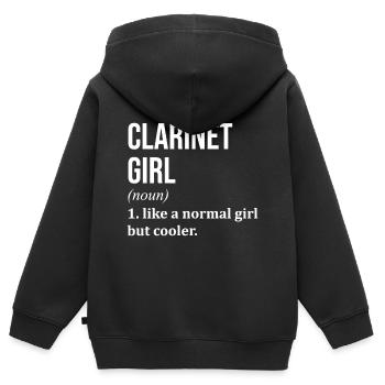 Clarinette Clarinette Clarinette - Sweat Premium à capuche zippé enfant bio - noir - Dos - AI Model Kid Male (0cm)